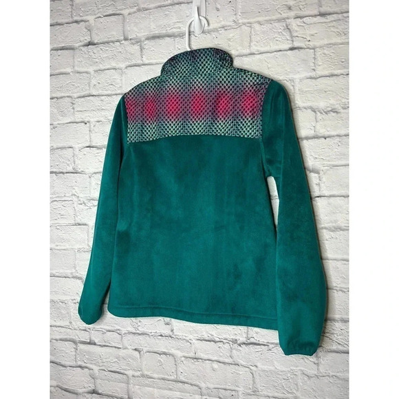 FILA Sport Fleece Faux Fur Turquoise Green Zip Up Jacket Sz XS - Picture 4 of 9